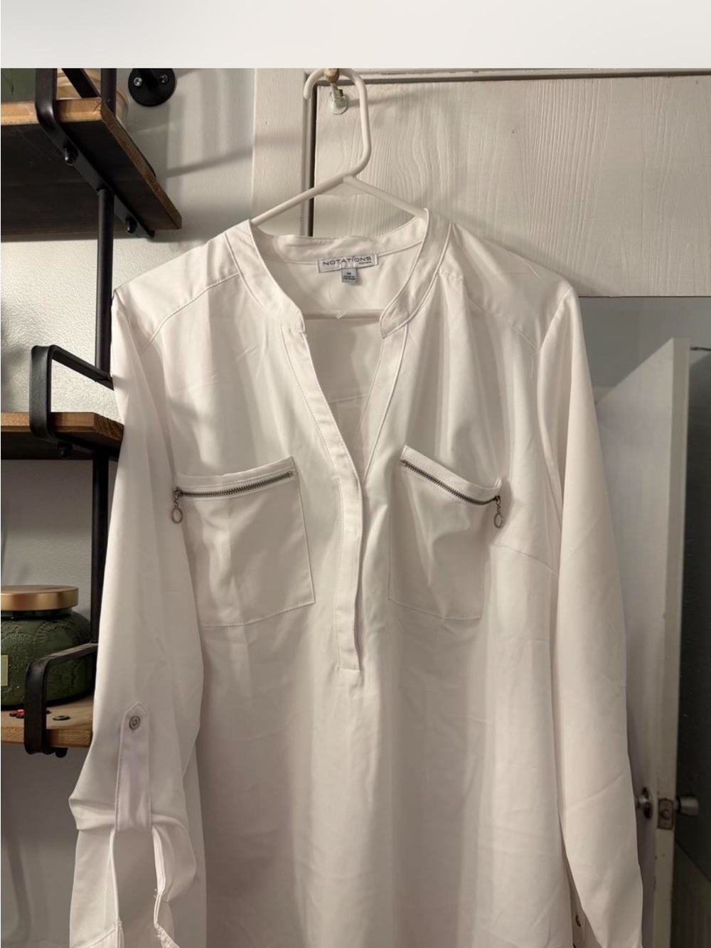 Notations White Women's Tunic Blouse - Picture 1 of 3